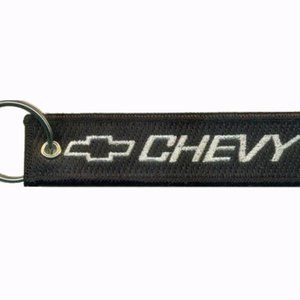 Chevrolet Chevy Black-Silver Key Chain Embroidered - NEW